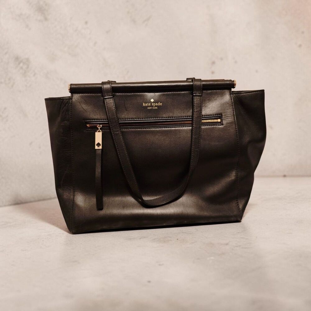 Kate Spade Royal Place Cherise black leather shoulder tote
